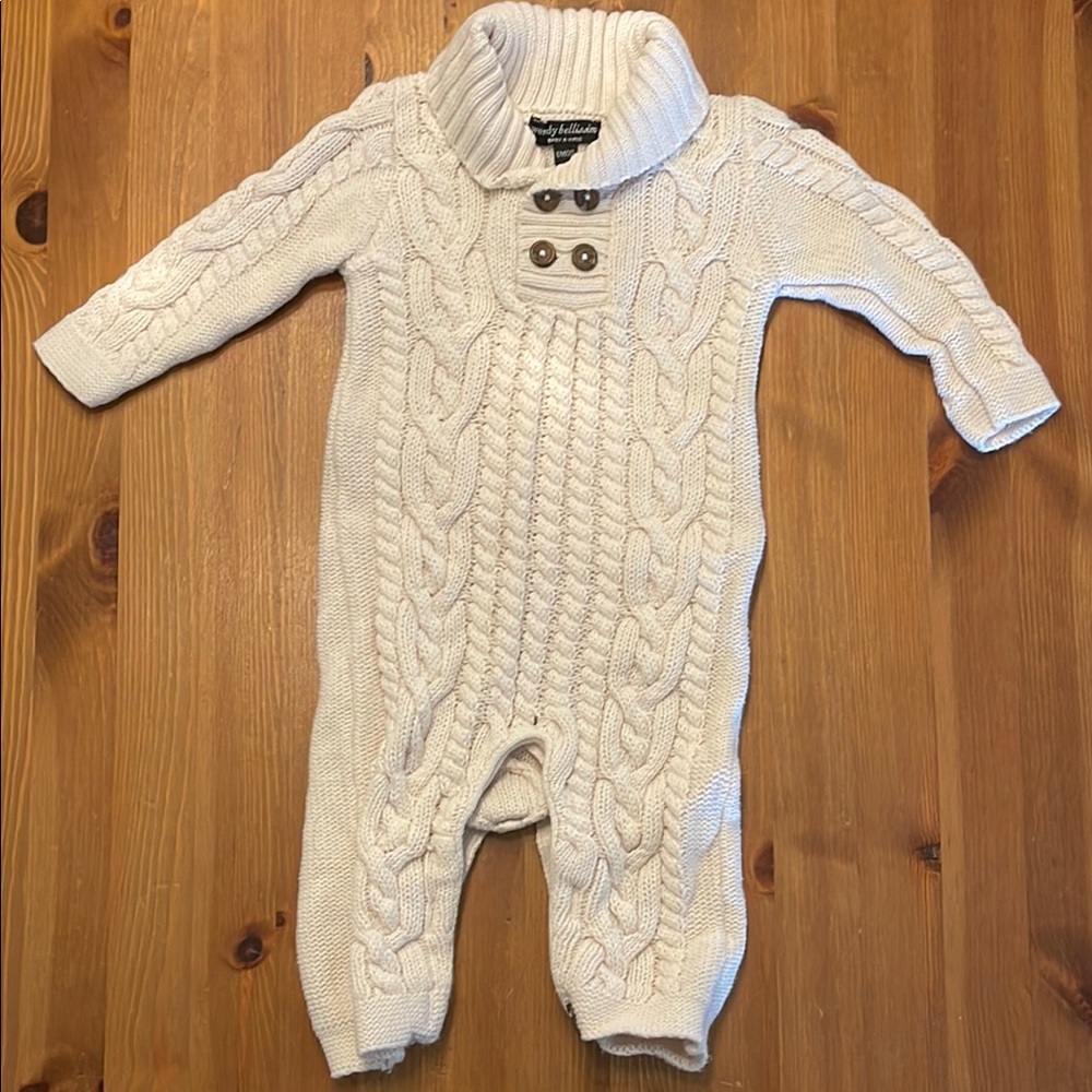 Cozy Cream Cable Knit Baby One Piece